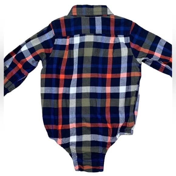 GAP Plaid Flannel Button Down Onesie Bodysuit 18-24 Months - Picture 2 of 13